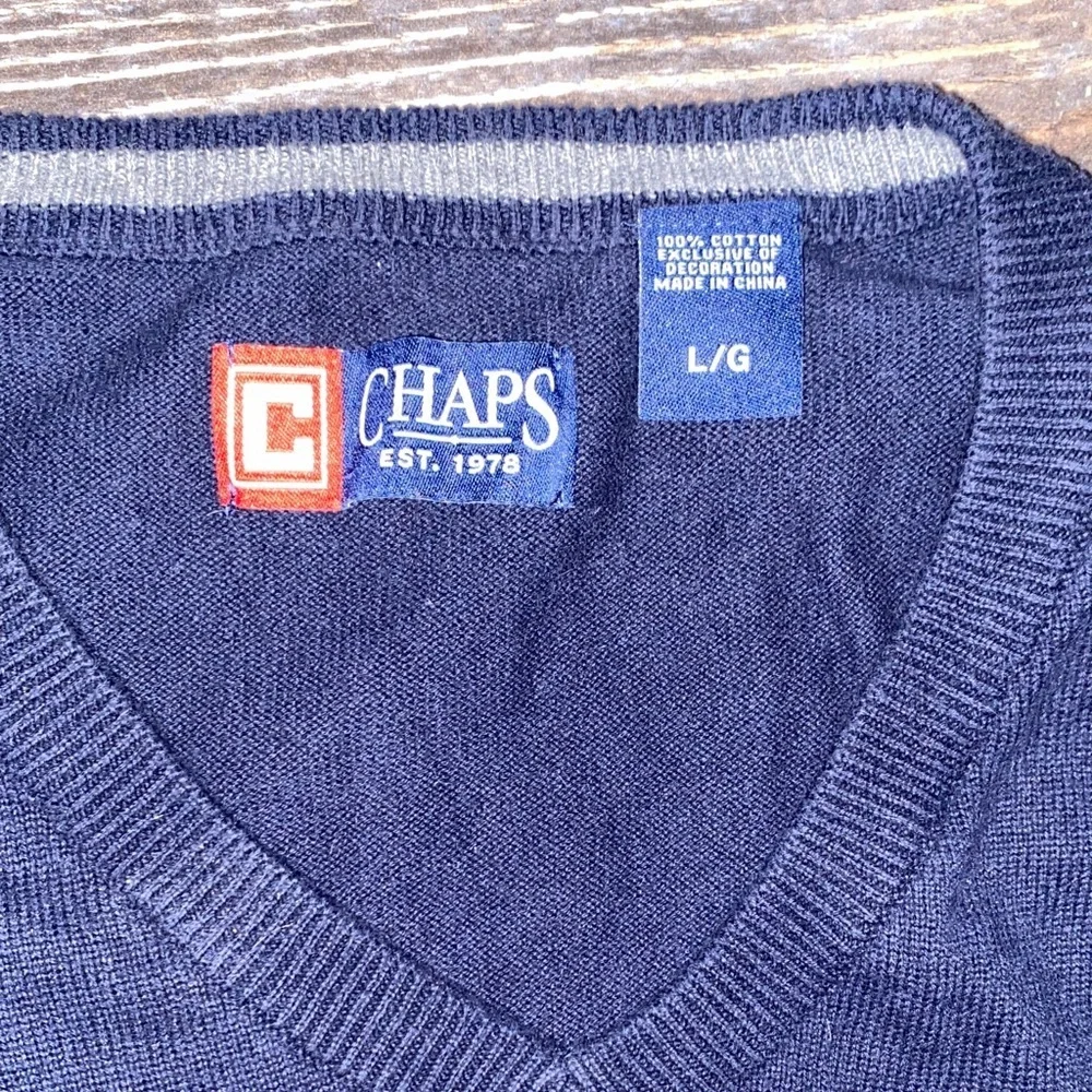 Chaps Men's V-Neck Navy Golf Cotton Sweater Vest
